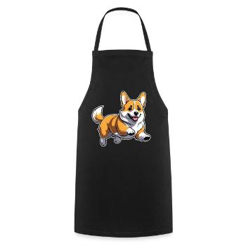Mignon chien gallois Corgi - Tablier de cuisine - noir - Devant - AI Model Male 185 dark (185cm)