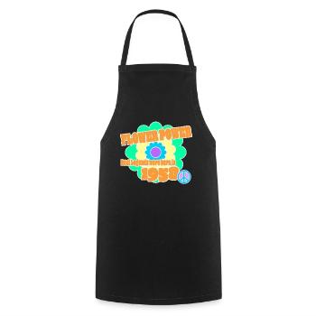 Flower Power Year of birth 1958 Peace Flower Hippie - Cooking Apron - black - Front - AI Model Male 185 dark (185cm)