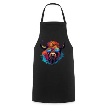 Buffalo with sunglasses - Cooking Apron - black - Front - AI Model Male 185 dark (185cm)