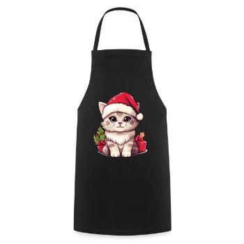 Cat Christmas Christmas Cat Cute Cartoon - Cooking Apron - black - Front - AI Model Male 185 dark (185cm)