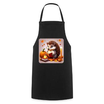 Hérisson mignon avec citrouille et bougies - Tablier de cuisine - noir - Devant - AI Model Male 185 dark (185cm)