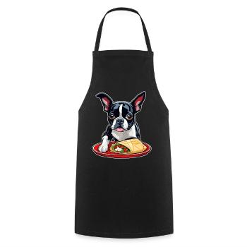 Boston Terrier mit Taco - Kochschürze - Schwarz - Vorne - AI Model Male 185 dark (185cm)