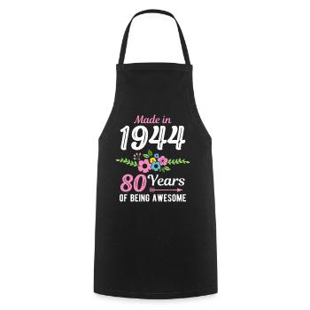 80. Geburtstag Jahrgang 1944 Blumen 80 Jahre - Kochschürze - Schwarz - Vorne - AI Model Male 185 dark (185cm)