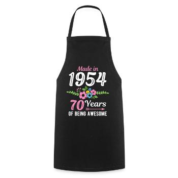 70. Geburtstag Jahrgang 1954 Blumen 70 Jahre - Kochschürze - Schwarz - Vorne - AI Model Male 185 dark (185cm)