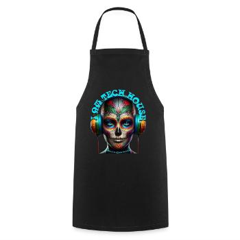 I AM TECH HOUSE - Cool Human with Headphones! - Cooking Apron - black - Front - AI Model Male 185 dark (185cm)
