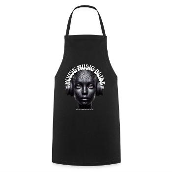 HOUSE MUSIC BLISS - Cool Woman with Headphones! - Cooking Apron - black - Front - AI Model Male 185 dark (185cm)