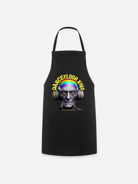 DANCEFLOOR KING - Cool Grandpa with Headphones! - Cooking Apron - black