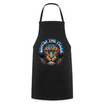 EDM OF THE TIGER - Cool Big Cat with Headphones! - Cooking Apron - black - Front - AI Model Male 185 dark (185cm)