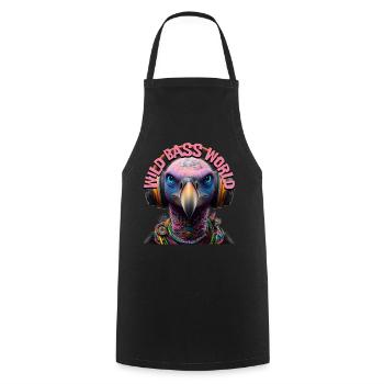 WILD BASS WORLD - Cool Vulture with Headphones! - Cooking Apron - black - Front - AI Model Male 185 dark (185cm)