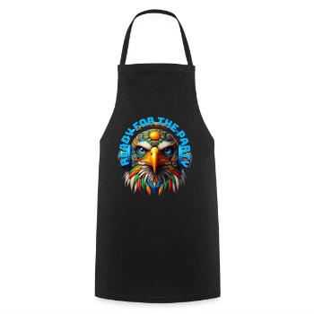 READY FOR THE PARTY - Cool Eagle with Headphones! - Cooking Apron - black - Front - AI Model Male 185 dark (185cm)