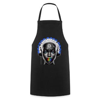 DOCTOR BASS DROP - Cool Woman with Headphones! - Cooking Apron - black - Front - AI Model Male 185 dark (185cm)