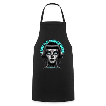 I AM THE TRANCE BRIDE – Cool Bride with Headphones - Cooking Apron - black - Front - AI Model Male 185 dark (185cm)