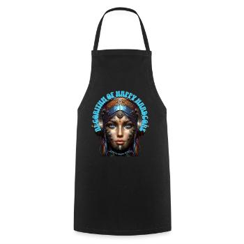 HAPPY HARDCORE - Cool Woman with Headphones! - Cooking Apron - black - Front - AI Model Male 185 dark (185cm)