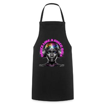 DANCE LIKE A DISCO BALL - Cool Woman & Headphones! - Cooking Apron - black - Front - AI Model Male 185 dark (185cm)