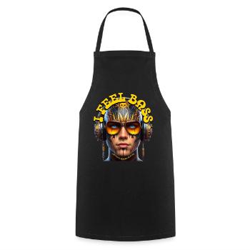 I FEEL BASS - Cool Dude with Headphones! - Cooking Apron - black - Front - AI Model Male 185 dark (185cm)