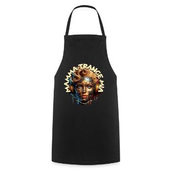 MAMMA TRANCE MIA - Cool Woman with Headphones! - Cooking Apron - black - Front - AI Model Male 185 dark (185cm)
