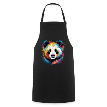 Colorful Panda Splashes of Paint Splashes - Cooking Apron - black - Front - AI Model Male 185 dark (185cm)