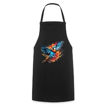 Buntfalke Farbkleckse Farbspritzer - Kochschürze - Schwarz - Vorne - AI Model Male 185 dark (185cm)