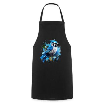 Colorful blue jay, splashes of paint, splashes of paint - Cooking Apron - black - Front - AI Model Male 185 dark (185cm)