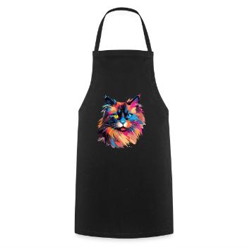 Éclaboussures colorées de peinture de chat birman - Tablier de cuisine - noir - Devant - AI Model Male 185 dark (185cm)