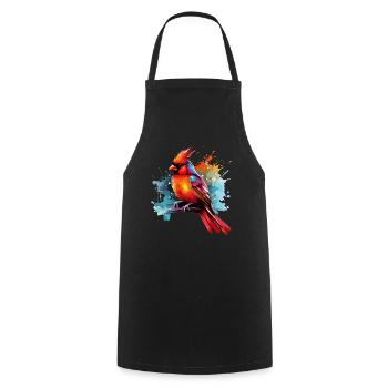 Colorful Red Cardinal Splashes of Paint Splashes - Cooking Apron - black - Front - AI Model Male 185 dark (185cm)