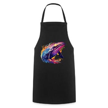 Colorful whale paint blobs paint splashes - Cooking Apron - black - Front - AI Model Male 185 dark (185cm)