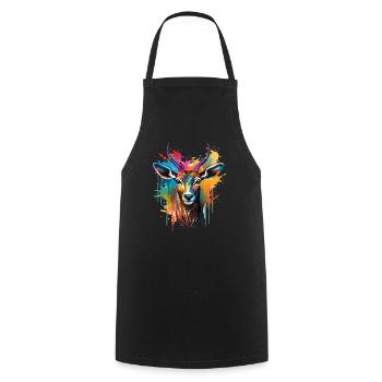 Buntes Impala Farbkleckse Farbspritzer - Kochschürze - Schwarz - Vorne - AI Model Male 185 dark (185cm)
