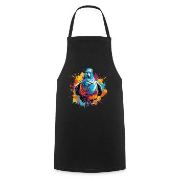 Colombe colorée, taches de peinture, éclaboussures de peinture - Tablier de cuisine - noir - Devant - AI Model Male 185 dark (185cm)