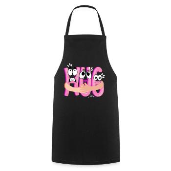 Pink Cartoon Cuddle - Humorous - Cooking Apron - black - Front - AI Model Male 185 dark (185cm)