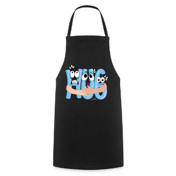 Câlin cartoon bleu - humoristique - Tablier de cuisine - noir - Devant - AI Model Male 185 dark (185cm)