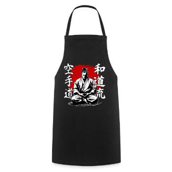 Samurai Wado Ryu Karate Kampfkunststil - Kochschürze - Schwarz - Vorne - AI Model Male 185 dark (185cm)