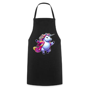 Niedliches tanzendes dickes Einhorn - Kochschürze - Schwarz - Vorne - AI Model Male 185 dark (185cm)