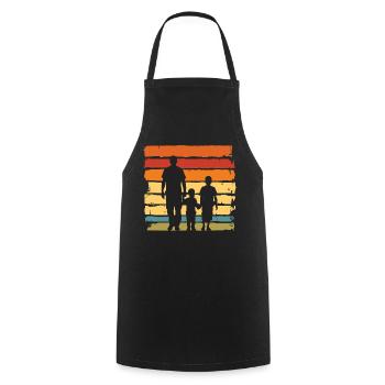 Father's Day father with two sons retro vintage - Cooking Apron - black - Front - AI Model Male 185 dark (185cm)