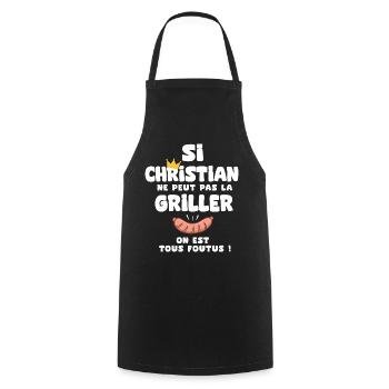 Christian roi barbecue cadeau Christian fêtes - Tablier de cuisine - noir - Devant - AI Model Male 185 dark (185cm)