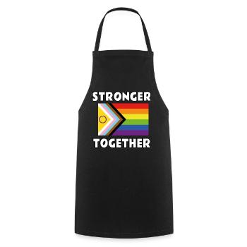 Drapeau de la fierté queer inclusif Plus forts ensemble - Tablier de cuisine - noir - Devant - AI Model Male 185 dark (185cm)