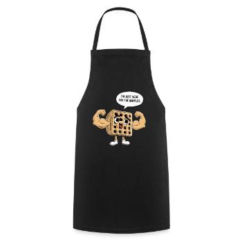 Ich bin nur hier wegen der Waffeln - Kochschürze - Schwarz - Vorne - AI Model Male 185 dark (185cm)