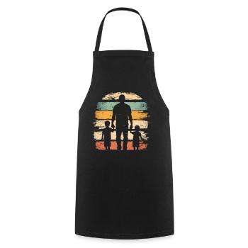 Father's Day father with two sons retro vintage - Cooking Apron - black - Front - AI Model Male 185 dark (185cm)