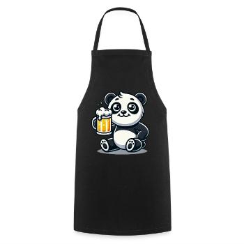 Cute Panda Drinking Beer - Kochschürze - Schwarz - Vorne - AI Model Male 185 dark (185cm)
