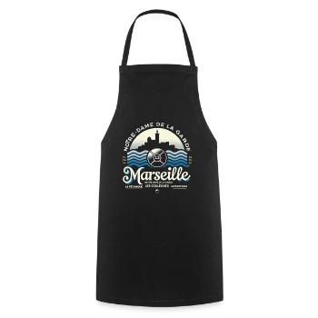 Marseille - Notre-Dame-Mediterranean Culture BB - Cooking Apron - black - Front - AI Model Male 185 dark (185cm)