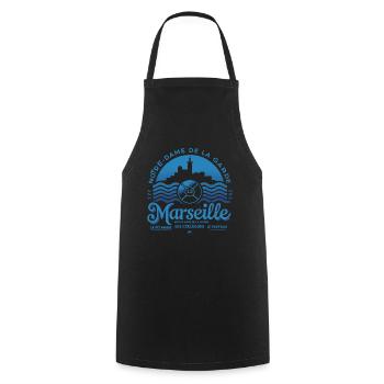 Marseille - Notre-Dame and Mediterranean Culture - Cooking Apron - black - Front - AI Model Male 185 dark (185cm)
