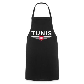 Tunis Design – Pour les amoureux de la capitale - Tablier de cuisine - noir - Devant - AI Model Male 185 dark (185cm)