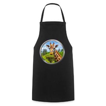 Giraffe Animal - Cooking Apron - black - Front - AI Model Male 185 dark (185cm)