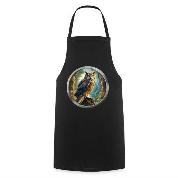 Owl Animal - 3 - Cooking Apron - black - Front - AI Model Male 185 dark (185cm)