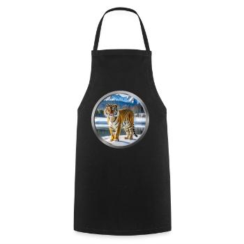 Tiger Animal - Cooking Apron - black - Front - AI Model Male 185 dark (185cm)