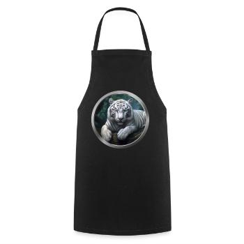 White Tiger Animal - Cooking Apron - black - Front - AI Model Male 185 dark (185cm)