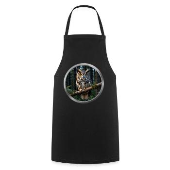 Owl Animal - 5 - Cooking Apron - black - Front - AI Model Male 185 dark (185cm)