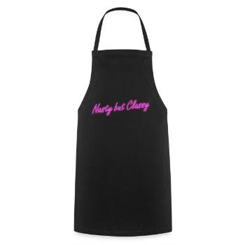 Neon Naughty durch edlen Schriftzug - Kochschürze - Schwarz - Vorne - AI Model Male 185 dark (185cm)