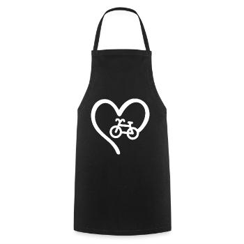 Vélo Coeur Cycliste Amour - Tablier de cuisine - noir - Devant - AI Model Male 185 dark (185cm)
