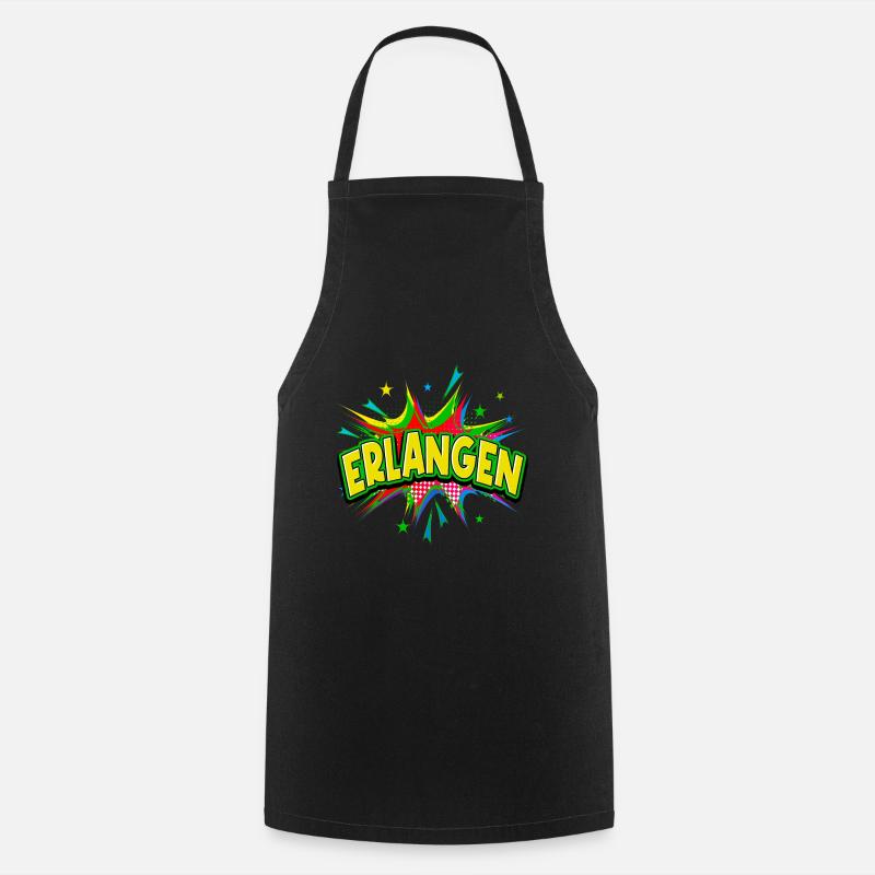 Erlangen Germany City Pop Art Comic Art - Cooking Apron - black