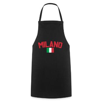 Milan Italy - Cooking Apron - black - Front - AI Model Male 185 dark (185cm)